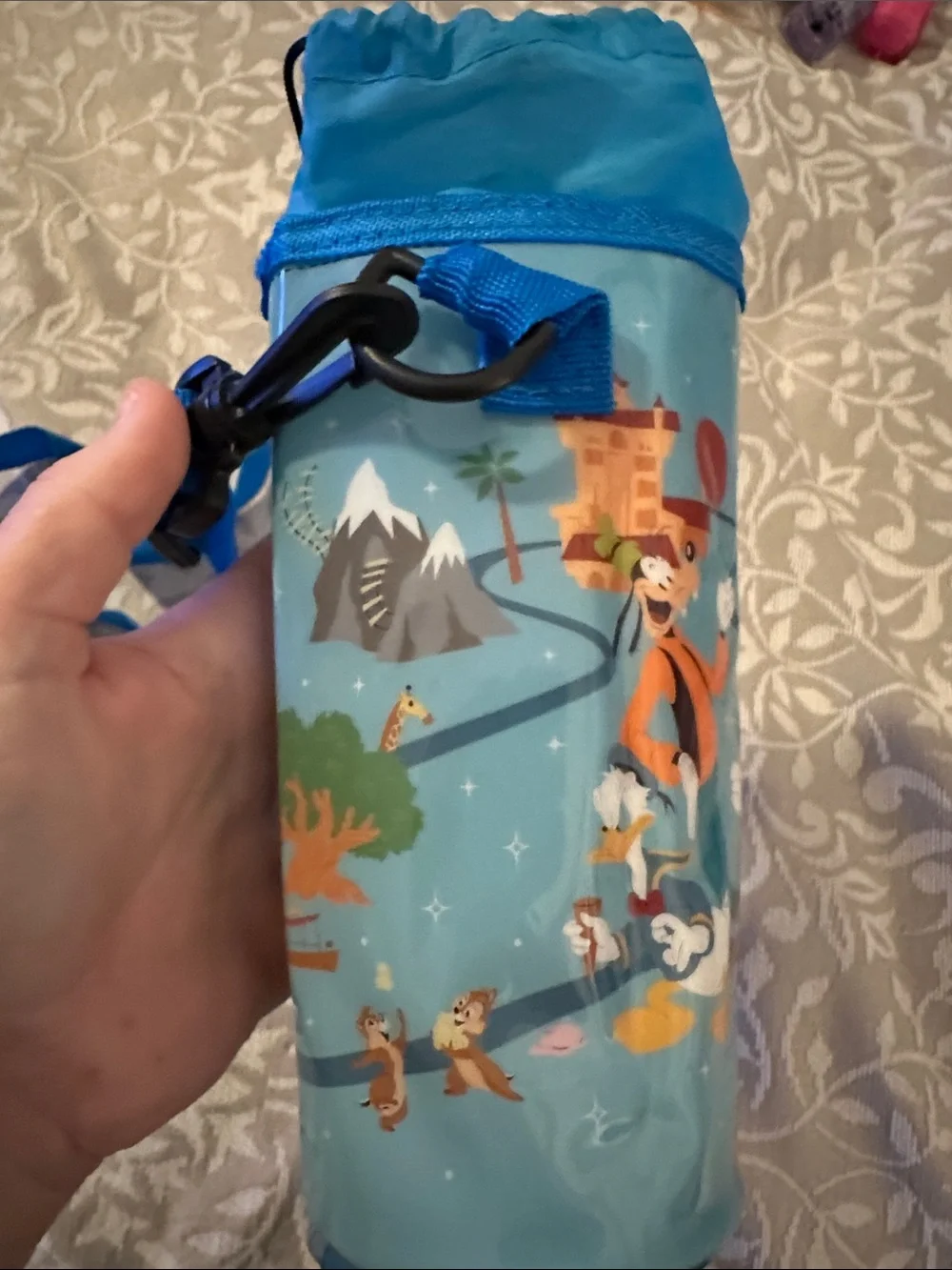 Disney Blue Mickey Mouse Water bottle holder with Walt Disney World Logo